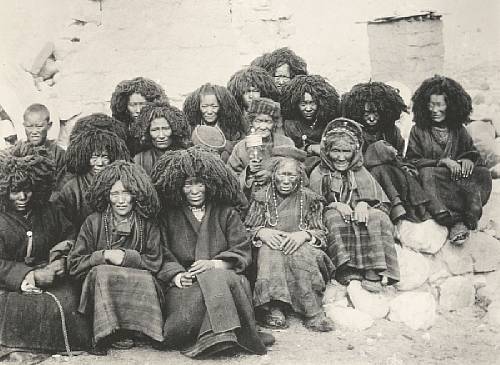 One of the most abused picture of Tibetan nun's to this day, wearing wigs to keep their heads warm, taken by John Claude White from the Younghusband mission.