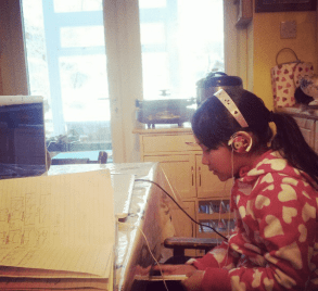 Practising her Tibetan online