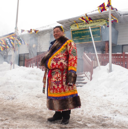A Tibetan man in his traditional dress during Losar in Minnesota, 2014.